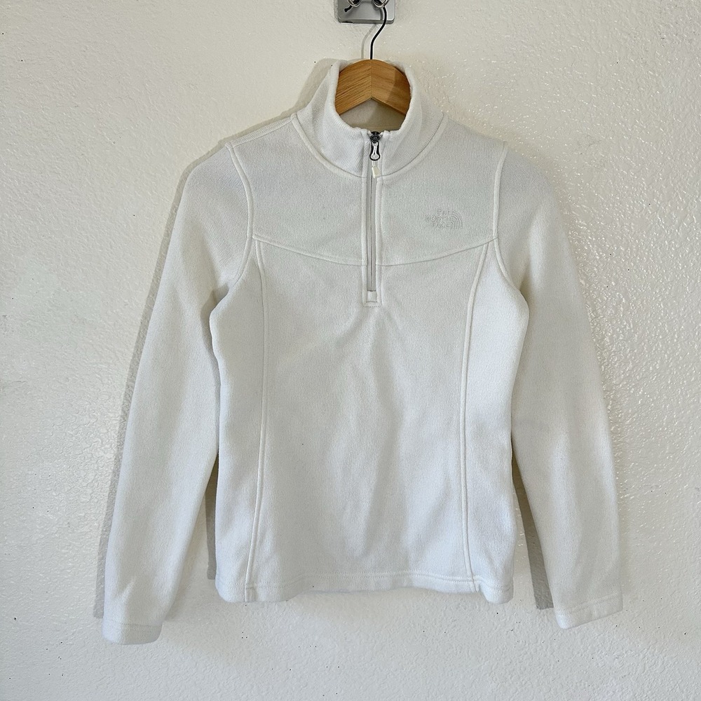 The North Face Sweatshirt Women XS Light Cream Fleece 1/4 Zip Outdoor Hiking